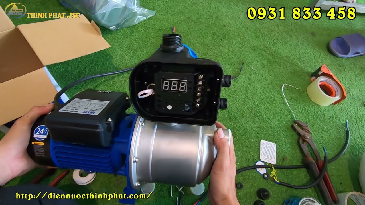 Lắp rơ le thông minh cao cấp Techrumi cho máy bơm thường thành bơm tăng áp điện tử siêu khỏe