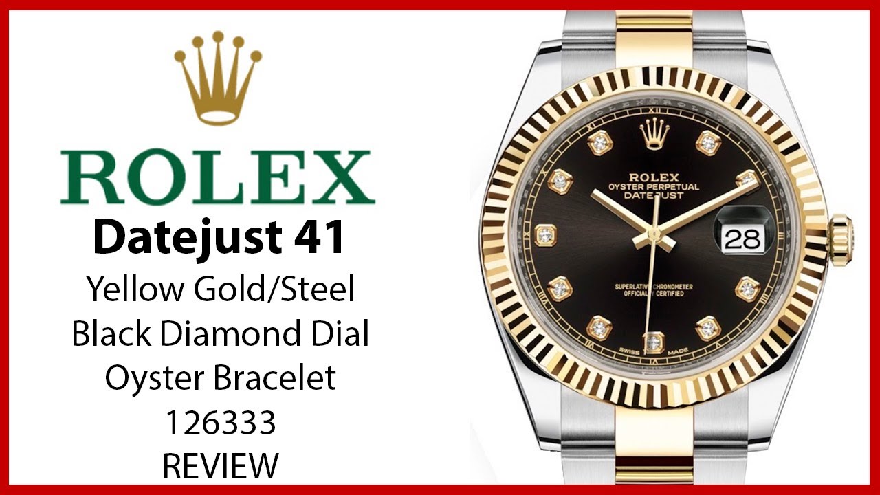 ▶Rolex Datejust 41 Yellow Gold/Steel Black Diamond Dial Fluted Bezel Oyster Bracelet - REVIEW 126333