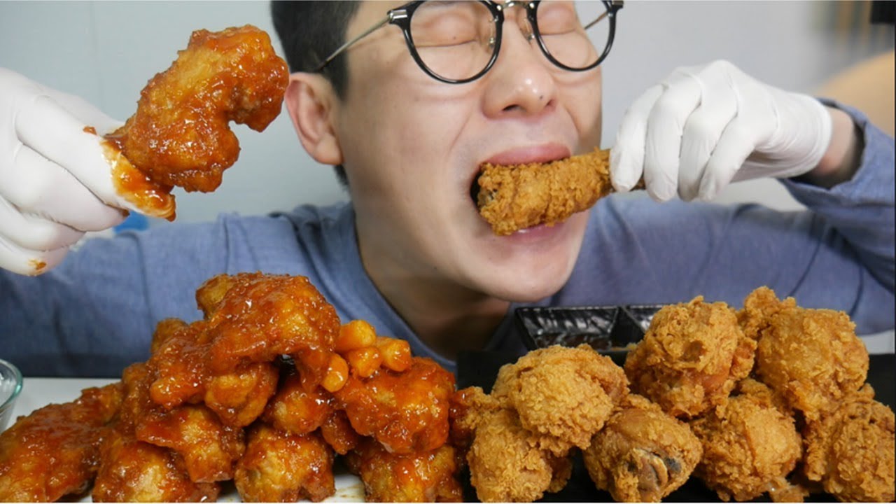 내 최애 양념치킨~간단하게!! 처갓집 양념닭다리8개와 황금올리브닭다리8개를 먹었습니다 먹방 Real Sound Mukbang Social Eating