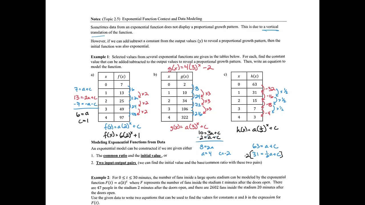 2.5 Exponential Function Context and Data Modeling