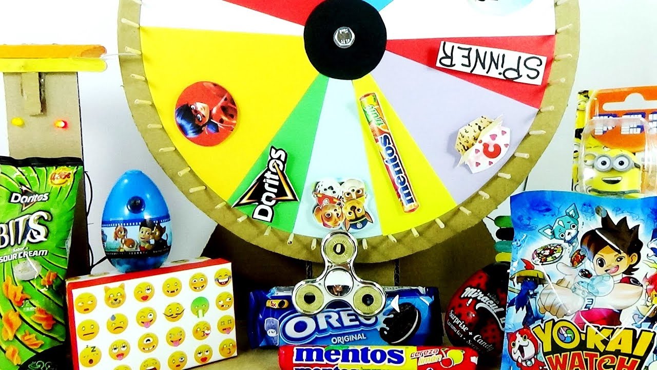 PROBANDO🍭CHUCHES, HUEVOS SORPRESA, CAJA MISTERIOSA YO-KAI WATCH,LADYBUG Y MAS/JUEGO RULETA SORPRESA.