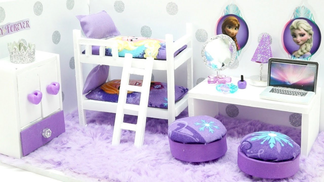 DIY Miniature Dollhouse  - FROZEN Anna & Elsa Bedroom (NOT A KIT!)