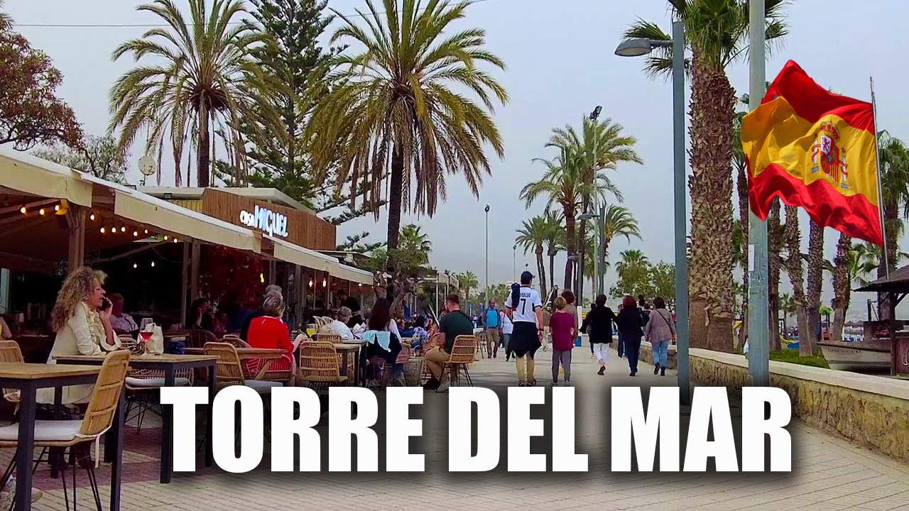 TORRE DEL MAR Spain Walking Tour April  Malaga, Costa Del Sol, Andalusia 4K