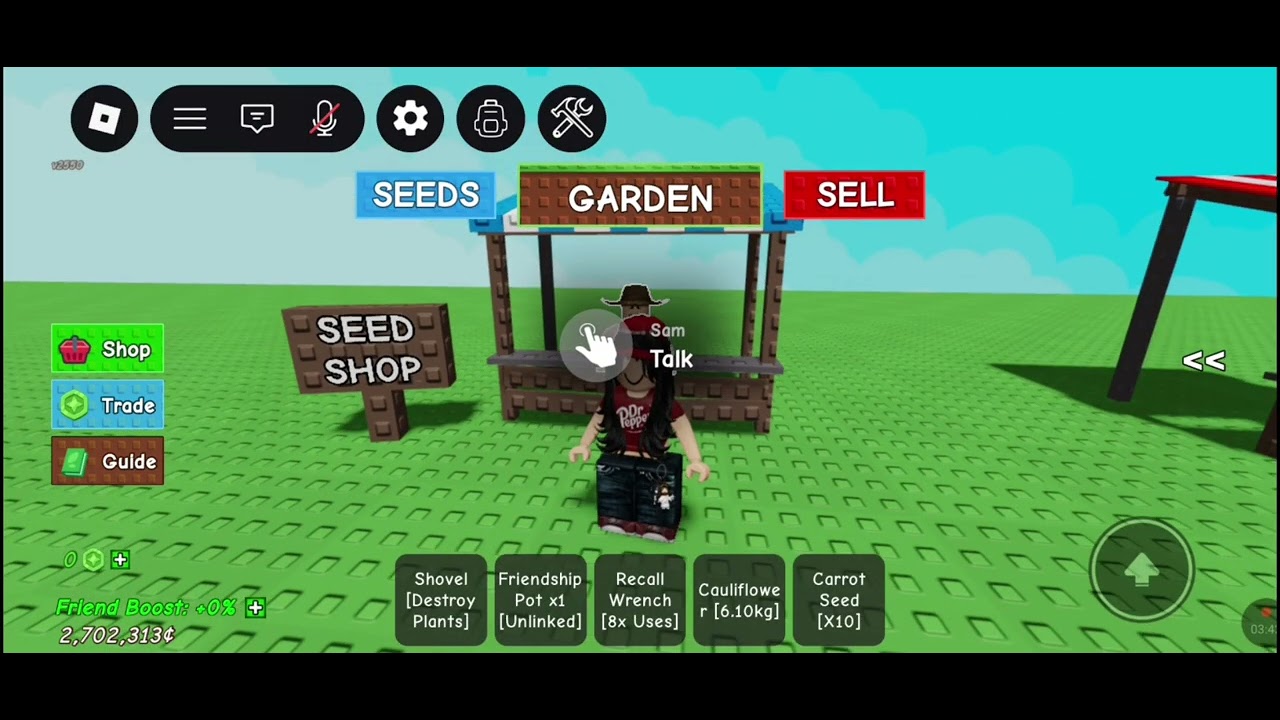 Playing grow a garden 