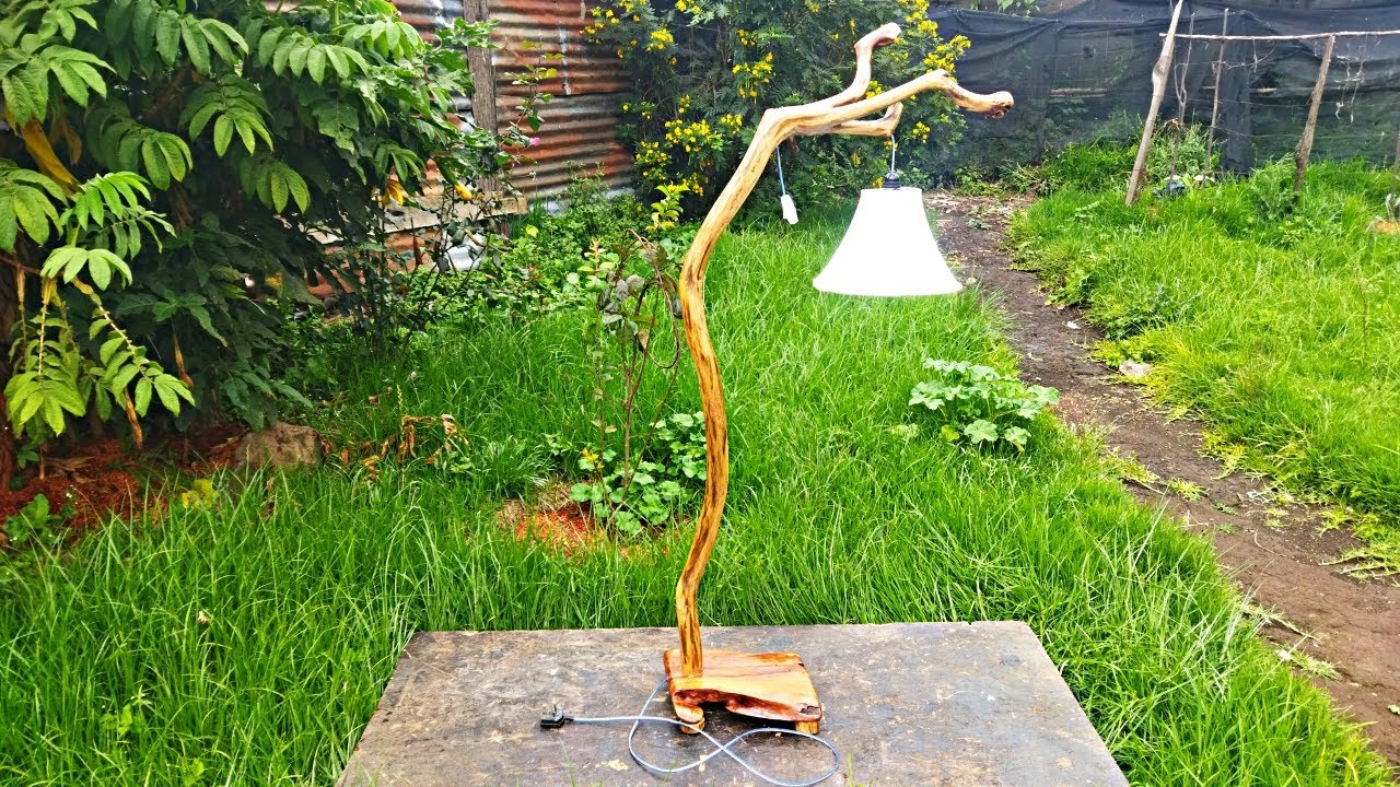 Making an awesome FLOOR LAMP from an African Redwood Tree branch.