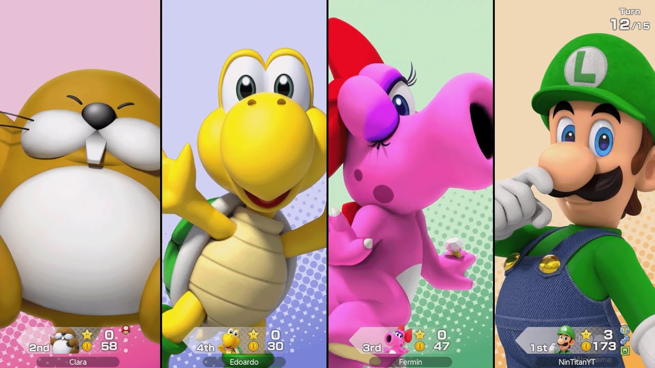 Super Mario Party Jamboree - Luigi vs Monty Mole vs Koopa vs Birdo - King Bowser's Keep