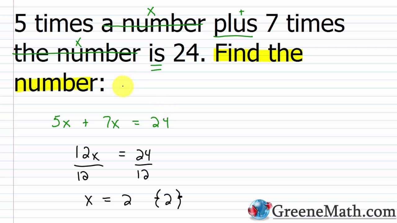 Linear Equations Word Problems Part 1