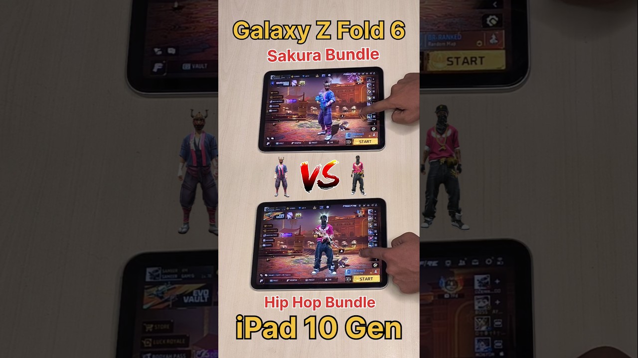 Galaxy Z Fold 6 vs iPad 10 Gen 😈 Sakura Bundle vs Hip Hop Bundle vs S24 vs S25 vs S23 #shorts #ff