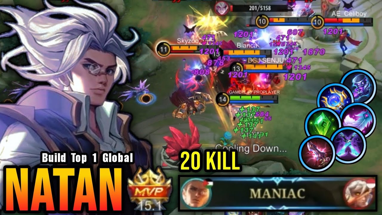 20 Kills + MANIAC!! Natan Full Magic Damage Build is Broken!! - Build Top 1 Global Natan ~ MLBB