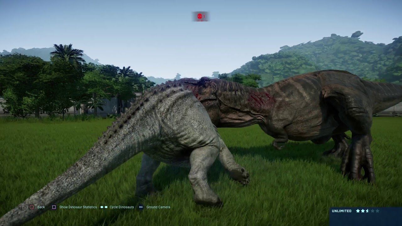 Jurassic World Evolution: Tyrannosaurus rex vs Torosaurus herd (Base Genome)