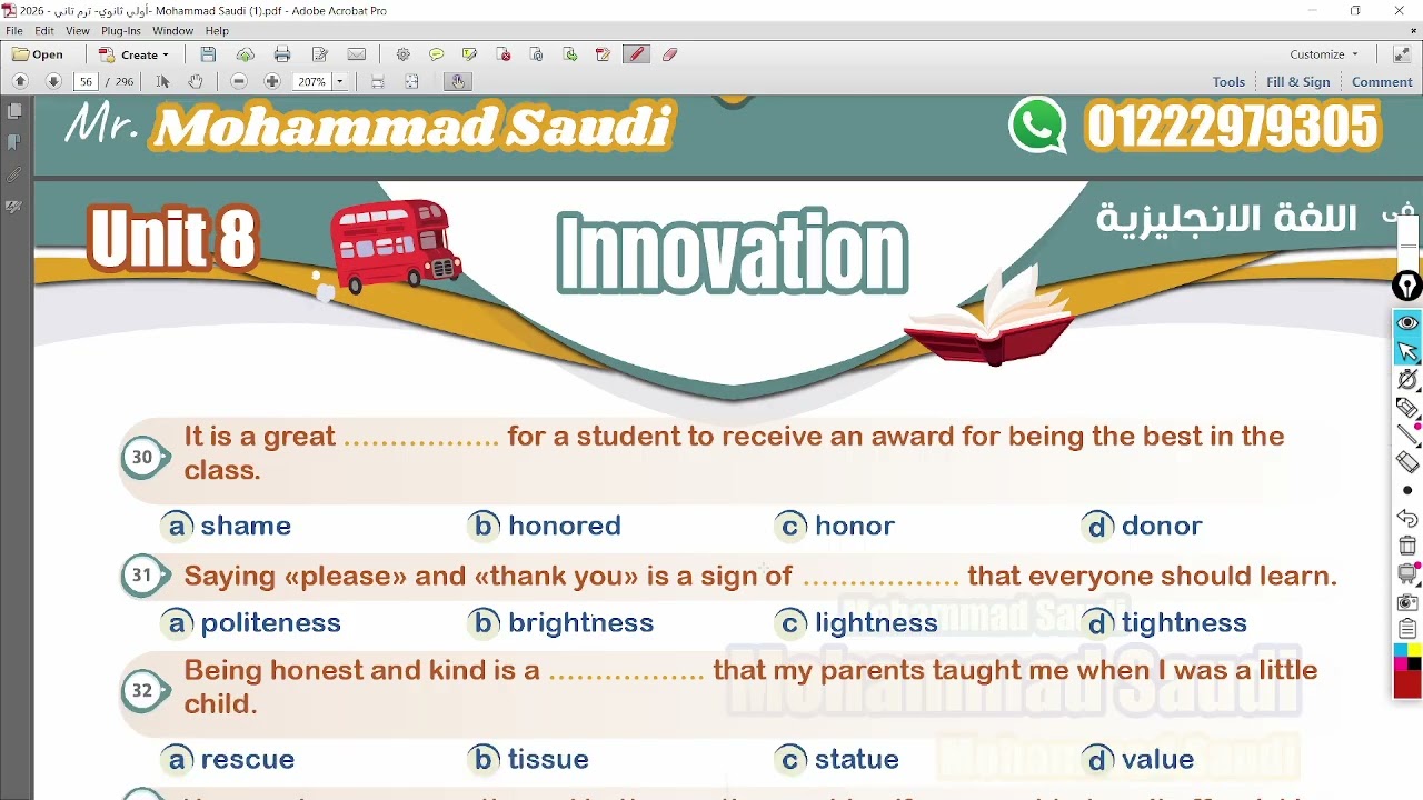 1st year Unit 8 Vocabulary part 1 pages 53 --85