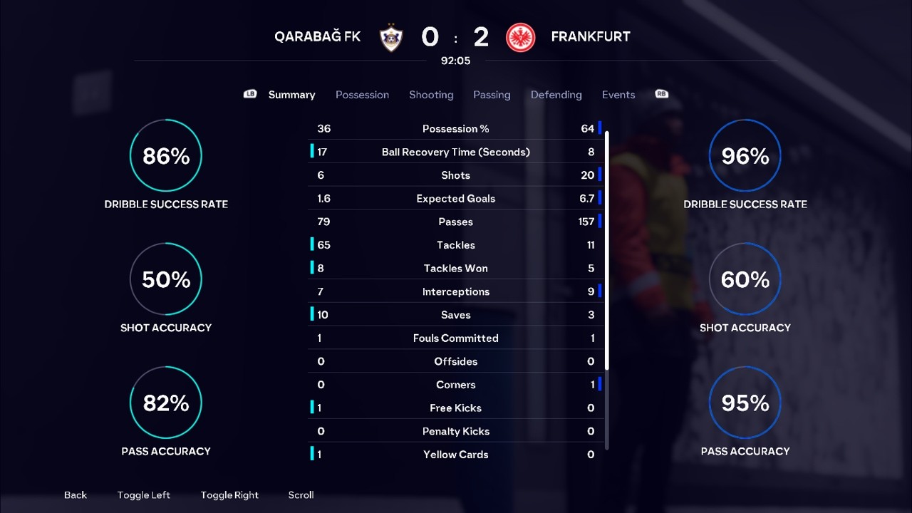 QARABAG FK 0-2 EINTRACHT FRANKFURT FIFA26UEFACHAMPIONSLEAGUESIMMATCH MATCHDAY 119 LEAGUE PHASE