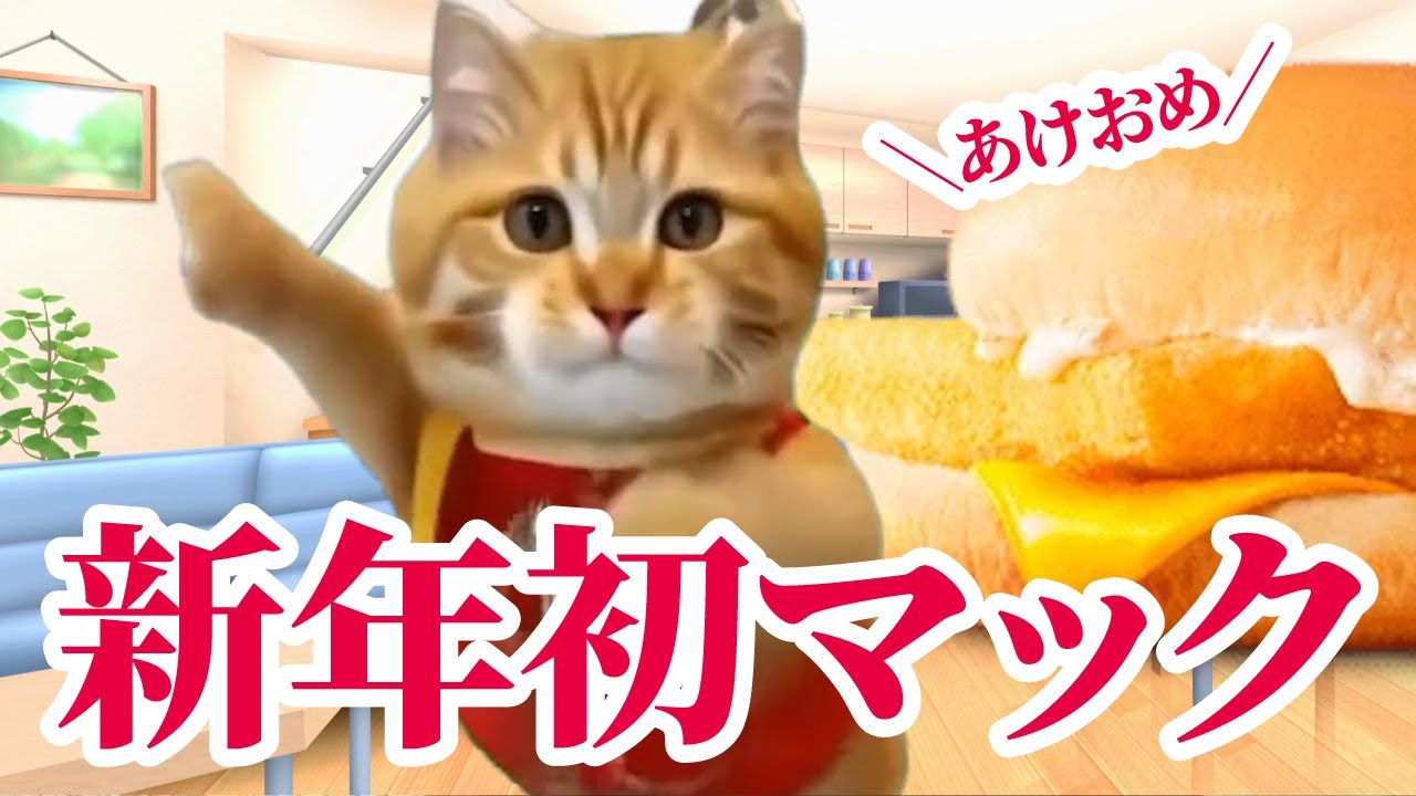 今年初めてのマックを堪能するワイの幸せな日常 #猫マニ #猫ミーム