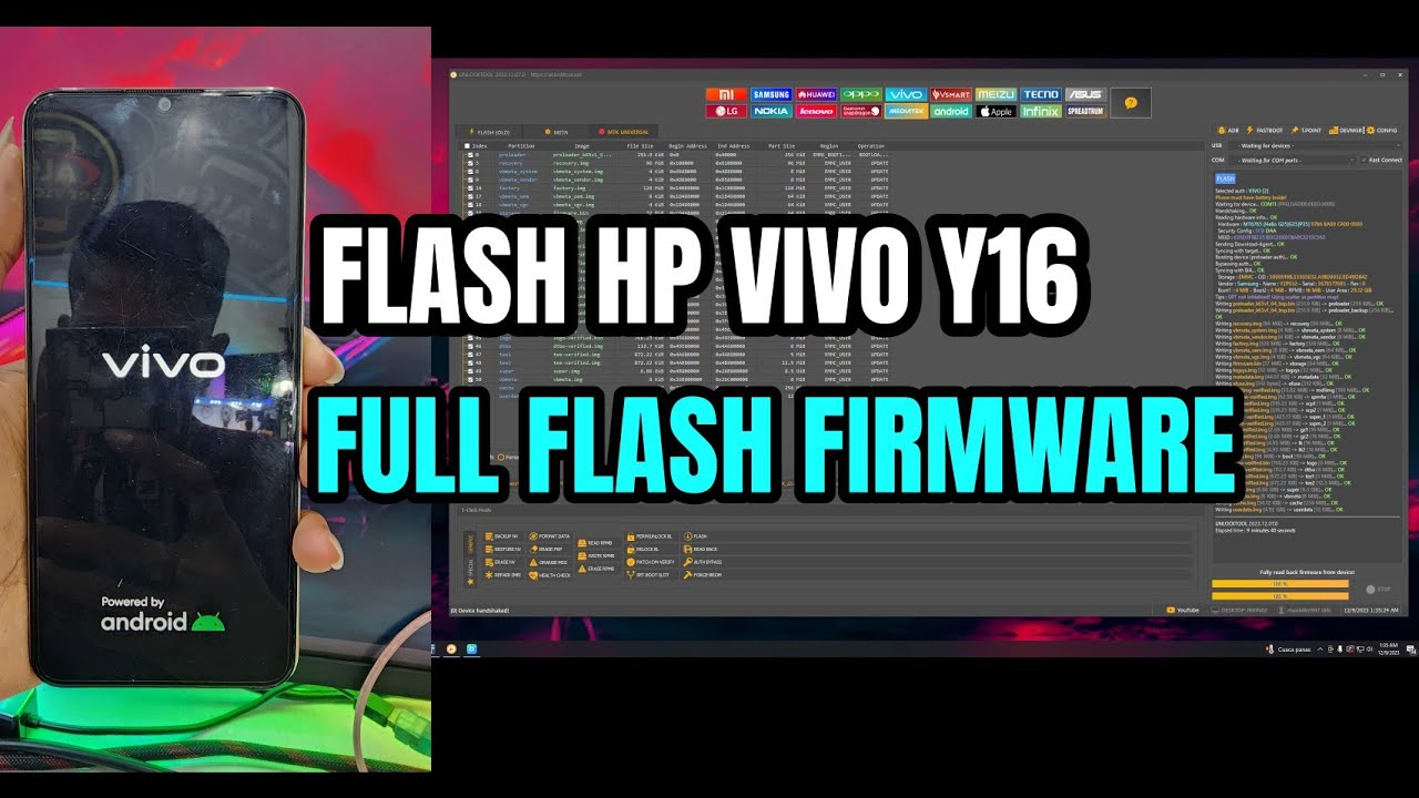 Cara Flash Vivo Y16 | Hang Logo,Softbrick,Sofware Eror Via UnlockTool Usb Only