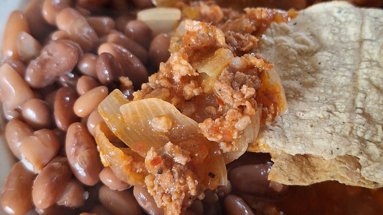 Chorizo con chile y frijoles de la O, vamos a almorzar 😋