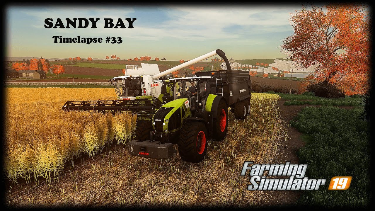 Harvesting canola/barley, baling straw, animal care, fertilising | Sandy Bay | FS19 Timelapse #33