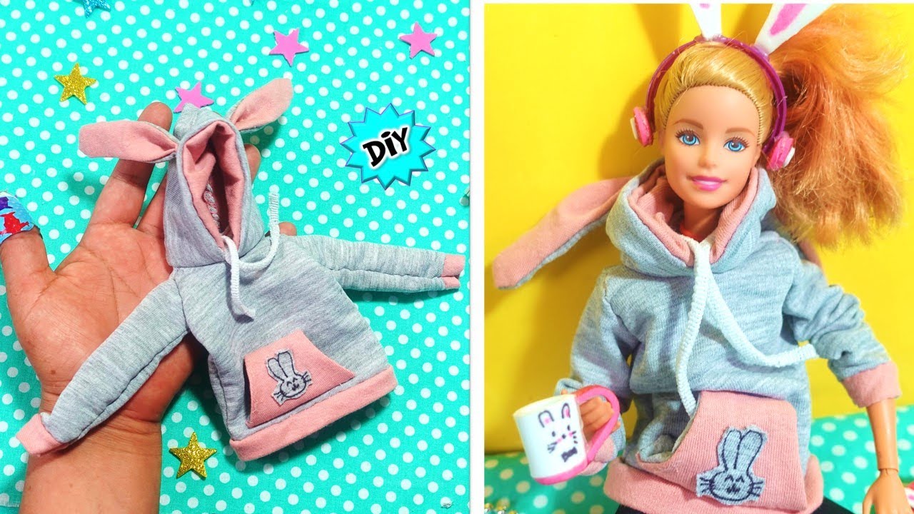 🐇Como hice esta SUDADERA para Muñeca Barbie | 💙ROPA de Conejito para Muñecas