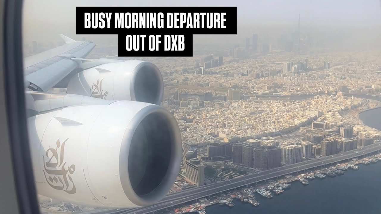 Emirates A380 takeoff from Dubai during the morning rush 🇦🇪✈️