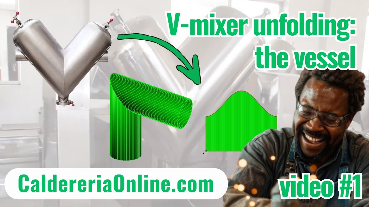 #1 How to unfold the vessel of a V-blender with CaldereriaOnline.com - sheet metal patterns online