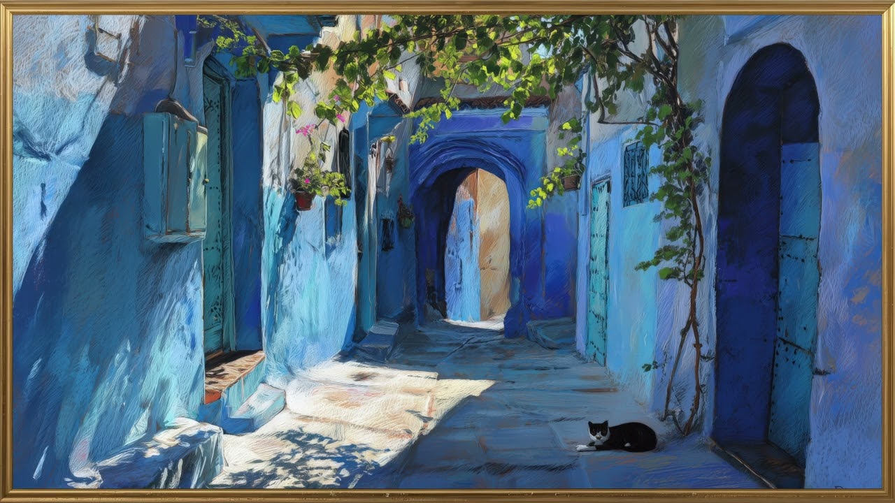 Blue City Alley | TV Frame Art | 1 Hour Peaceful Street 4K | No Audio