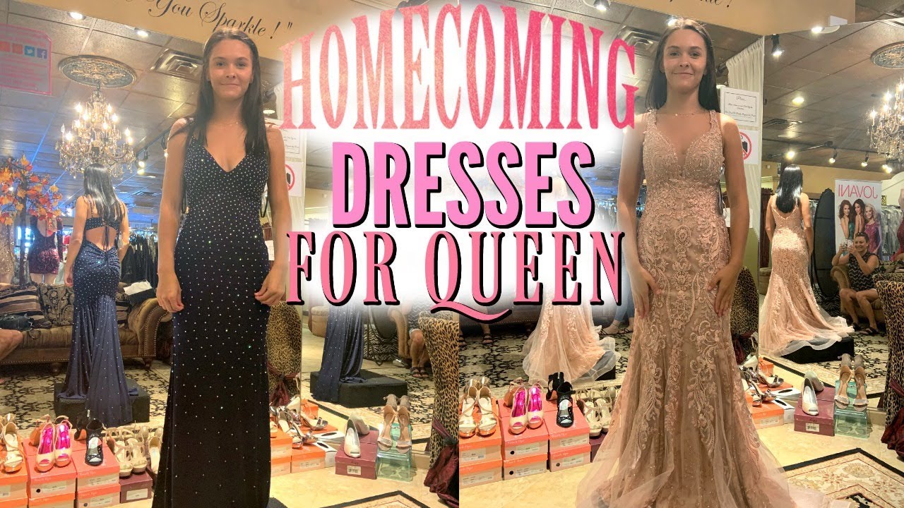 HOMECOMING QUEEN DRESS SHOPPING! HOCO DRESS TRY ON! EMMA AND ELLIE