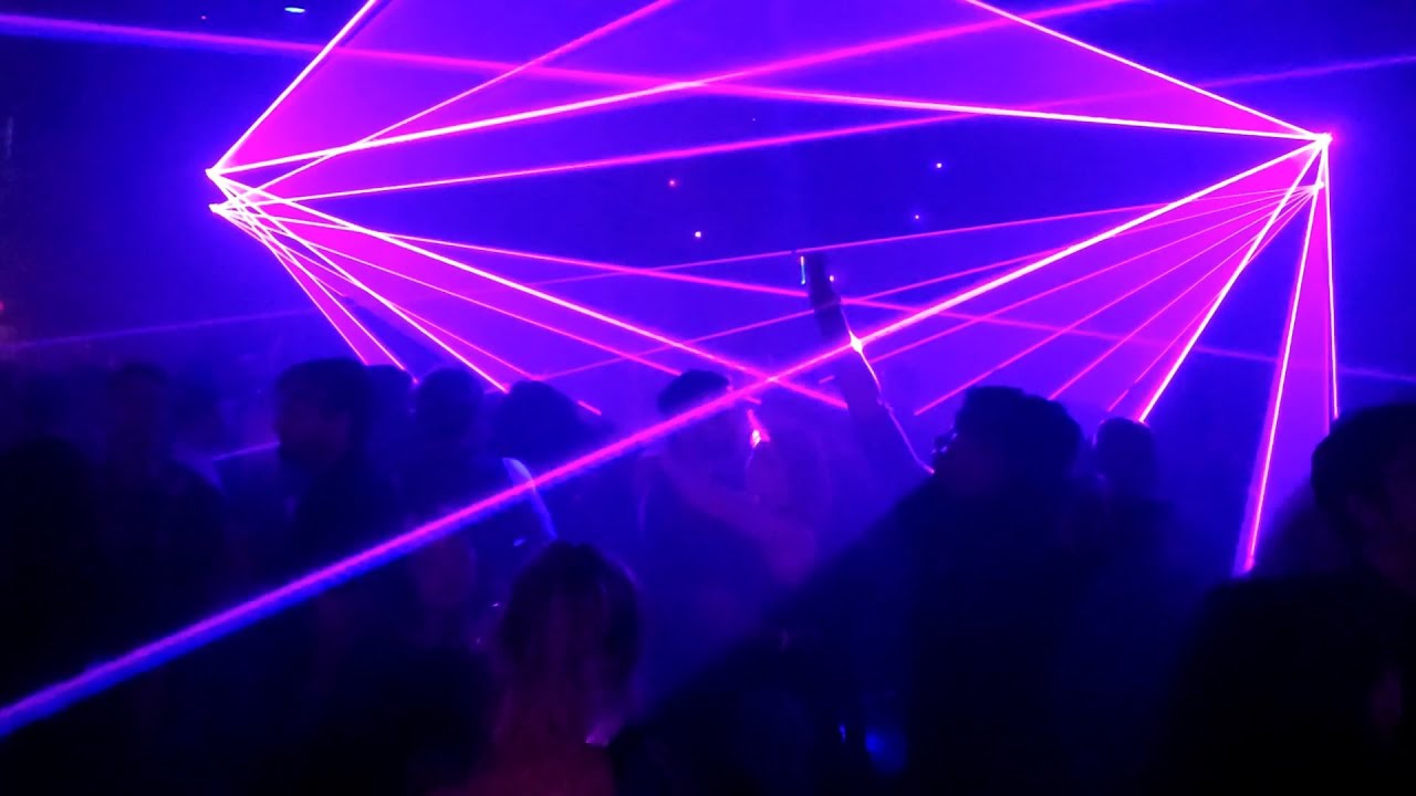 Lasers on the Dancefloor of Numbers nightclub. Houston, Texas