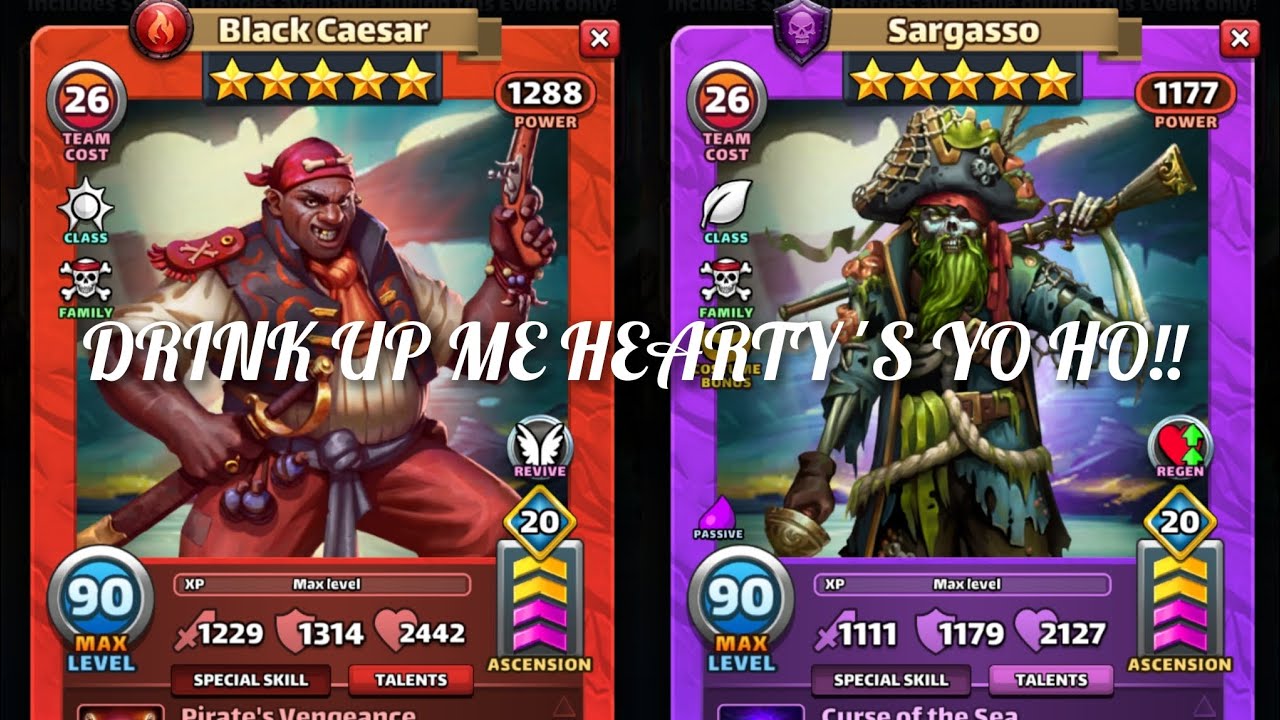 Empires & Puzzles Black Caesar & Sargasso Costume Can they keep the Pirate's of Corellia afloat?..🤔🤞
