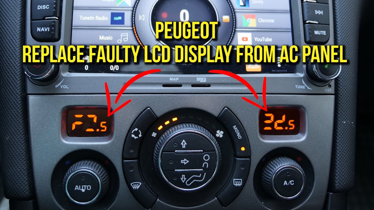 Replace a faulty LCD display from the air conditioning panel on Peugeot 308, 3008, 5008