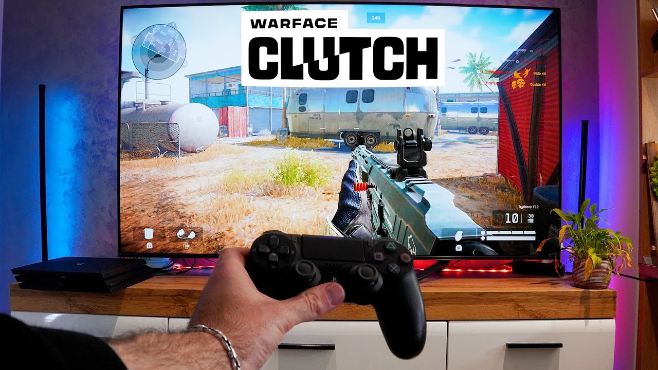 Тестирование игрового процесса Warface Clutch на PS4 Pro на большом 4K-экране.