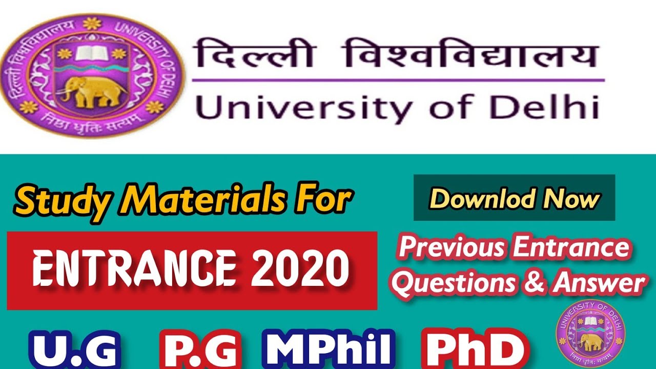 DU entrance previous year paper |      University of Delhi entrance study material 2020