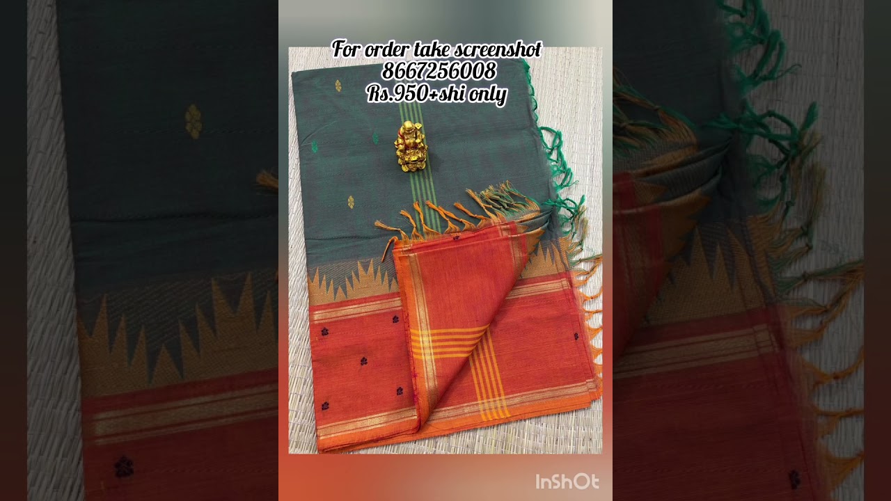 Trending kanchi cotton putta saree with blouse for order take screenshot 