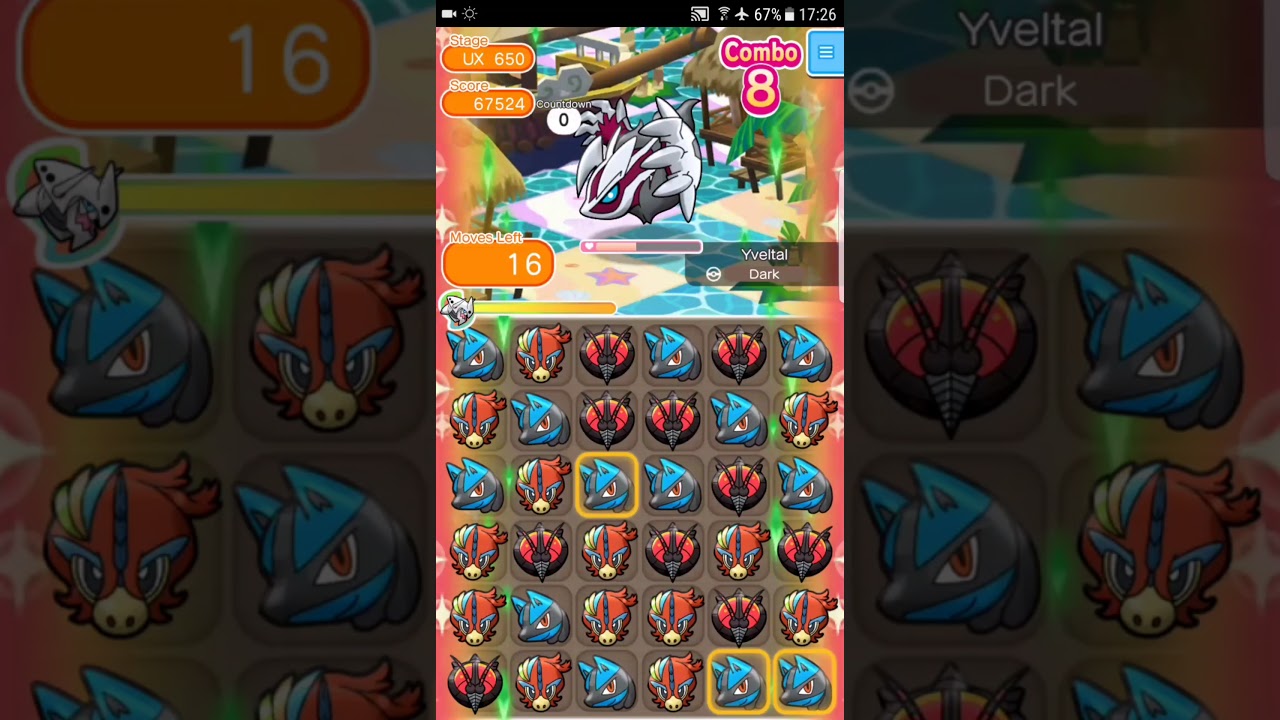 Pokemon Shuffle Mobile UX Stage 650 Shiny Yveltal S Rank『ポケとる スマホ版』