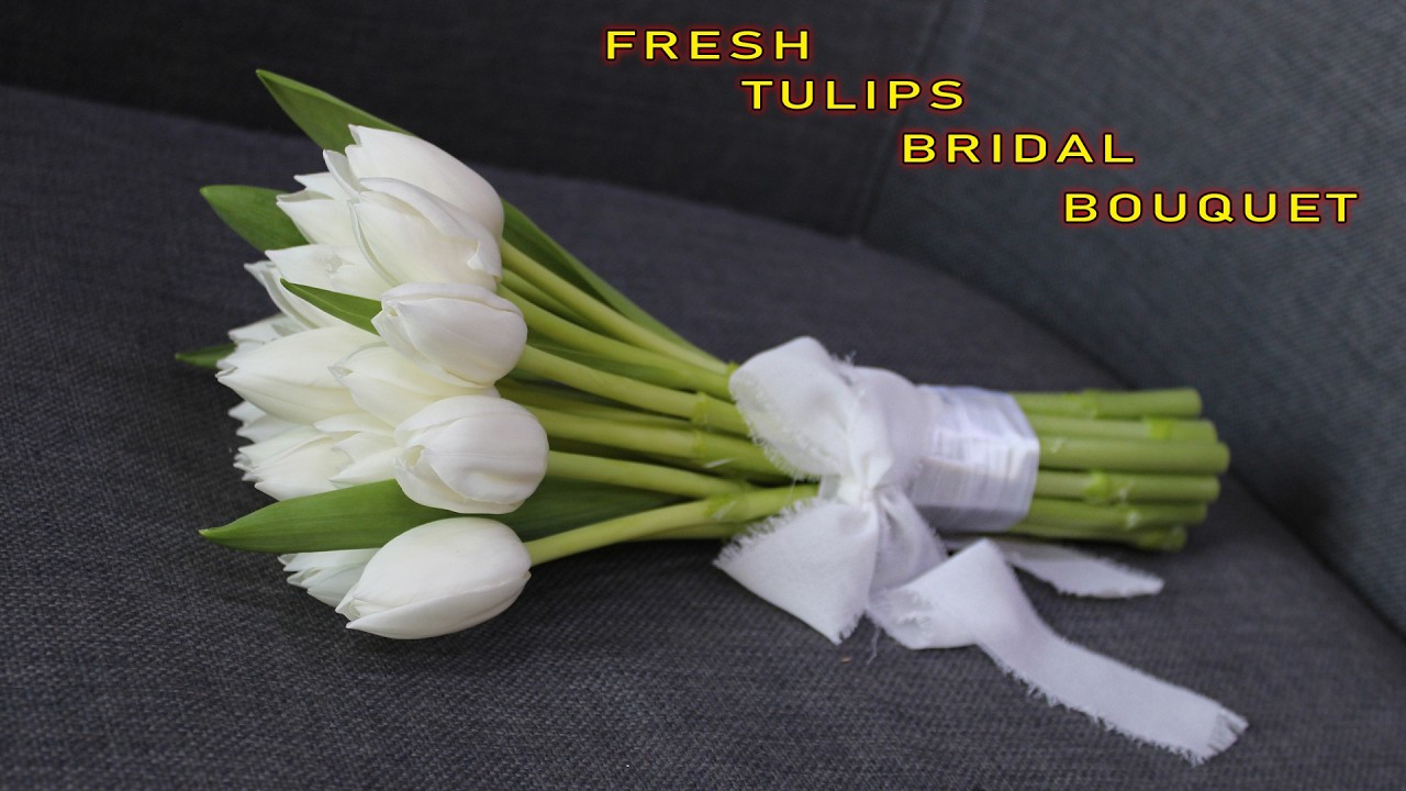 How to Make a 20 White Tulips Bridal Bouquet | Fresh Tulip Bouquet Tutorial Step by Step