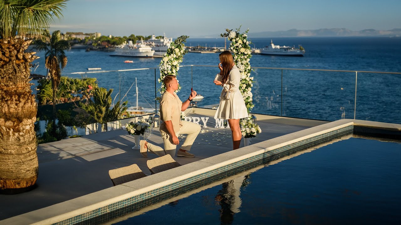 Romantic Rooftop Proposal with 100 White Roses and a Diamond Ring😍