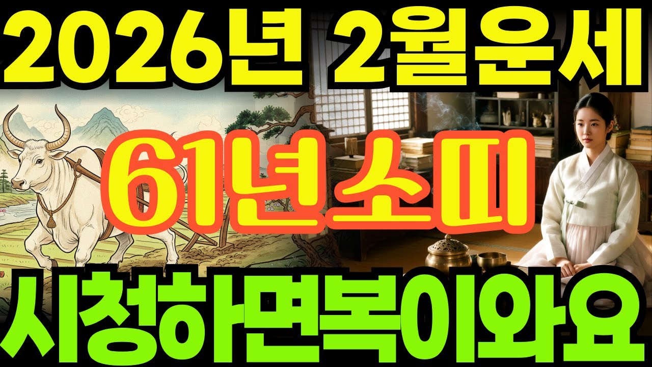 [61년소띠26년2월운세]시청하면복이오는1961년신축생소띠26년2월운세