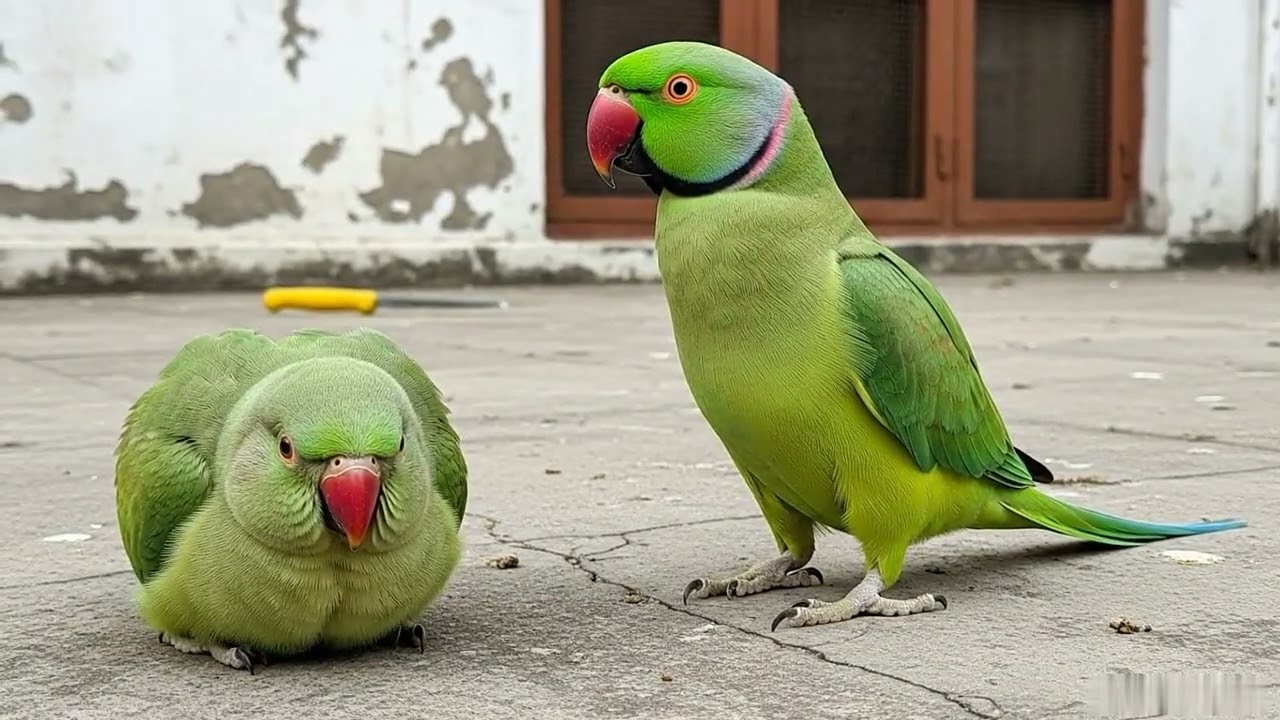 Indian Ringneck Greet African Grey Parrot | Talking Birds