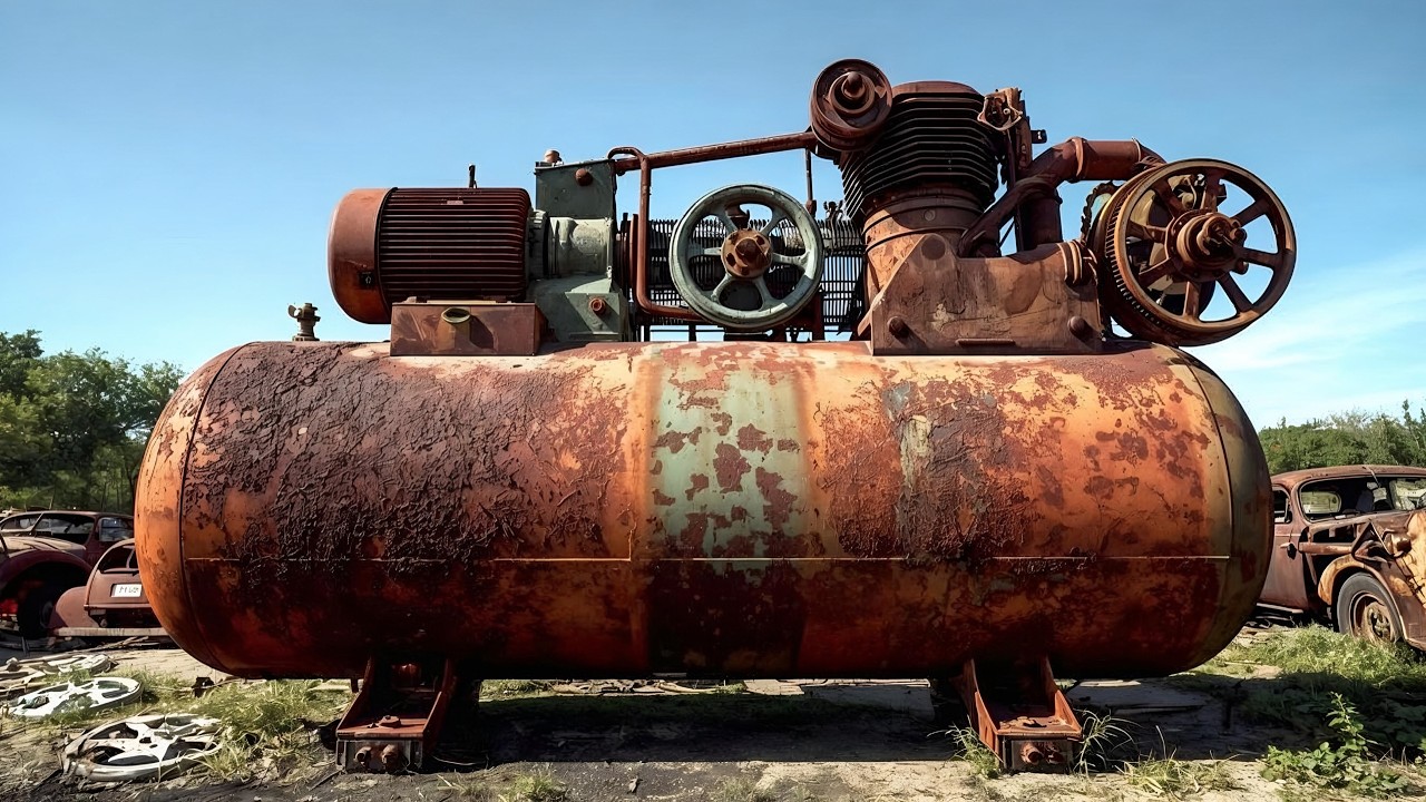 Genius Boy Surprises Female Scrapyard CEO | Fully Restoring Rusted Air Compressor – 100% Like New
