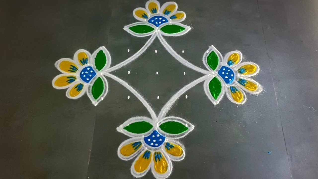 margazhi special amazing simple flower kolam/#newyearrangoli/margazhicolorrangoli/gokulramyakolangal