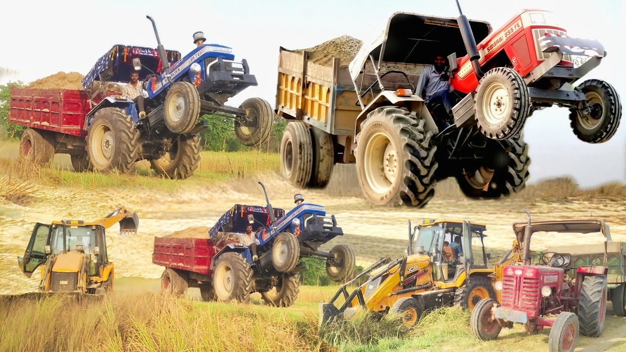 JCB 3dx full loading trolley | Swaraj 963 Fe, Mahindra 474 DI, New Sonalika 745 Di | Loading mud ||
