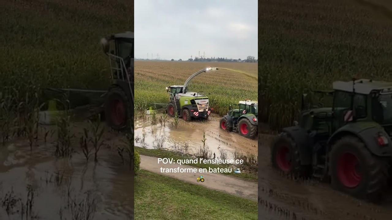 AGRICULTRICE -UNE ENSILEUSE DANS L'EAU 
