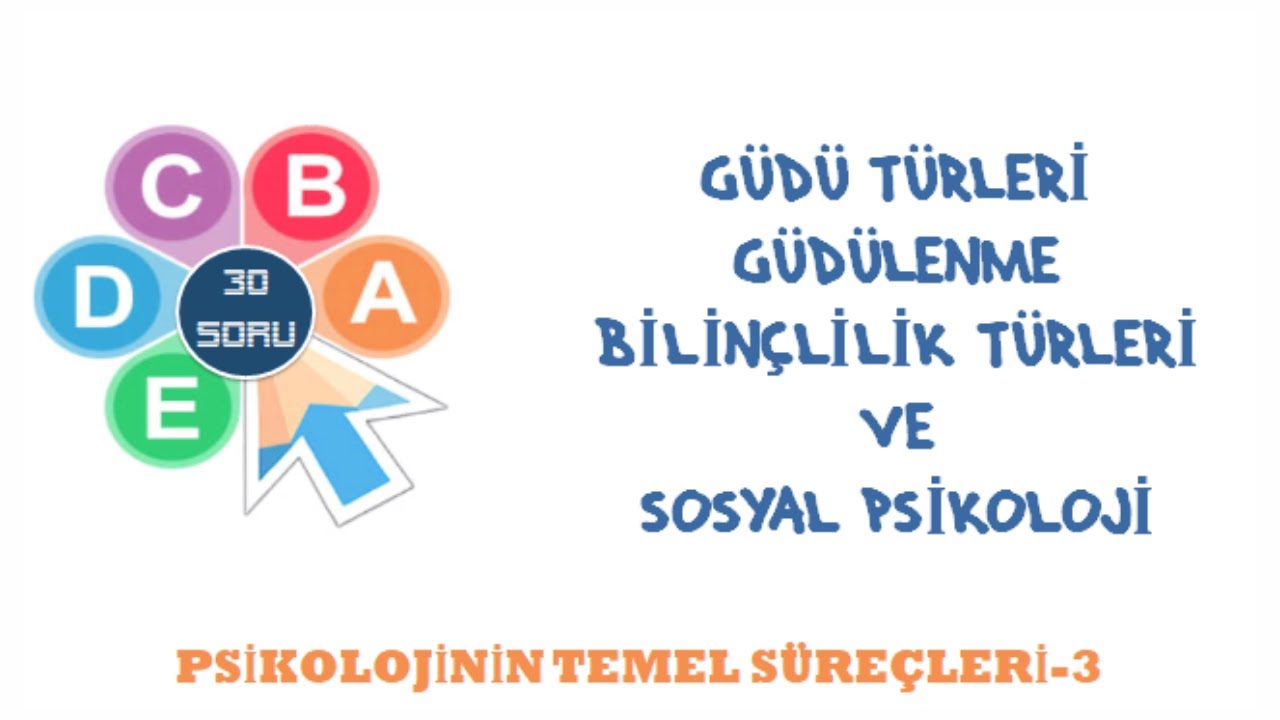 Güdülenme Bilinçlilik Türleri ve Sosyal Psikoloji Soru Çözümü (AYT-Felsefe Grubu) #12