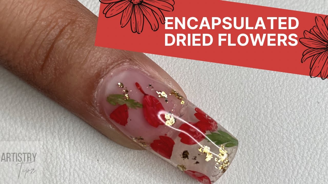 How To Create: Polygel Encapsulated Dried Flower Nails