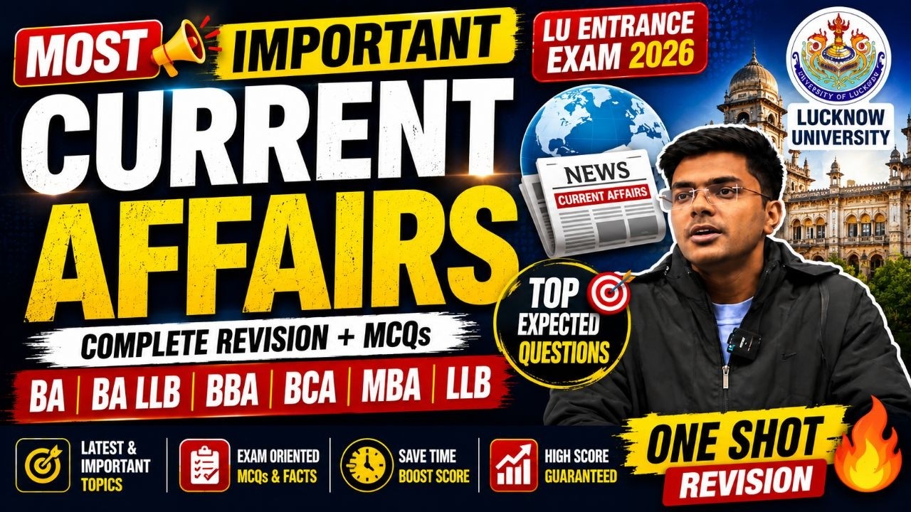 Most Important Current Affairs 2026 🔥 | Lucknow University Entrance Exam | BA, BA LLB, BBA, BCA, MBA