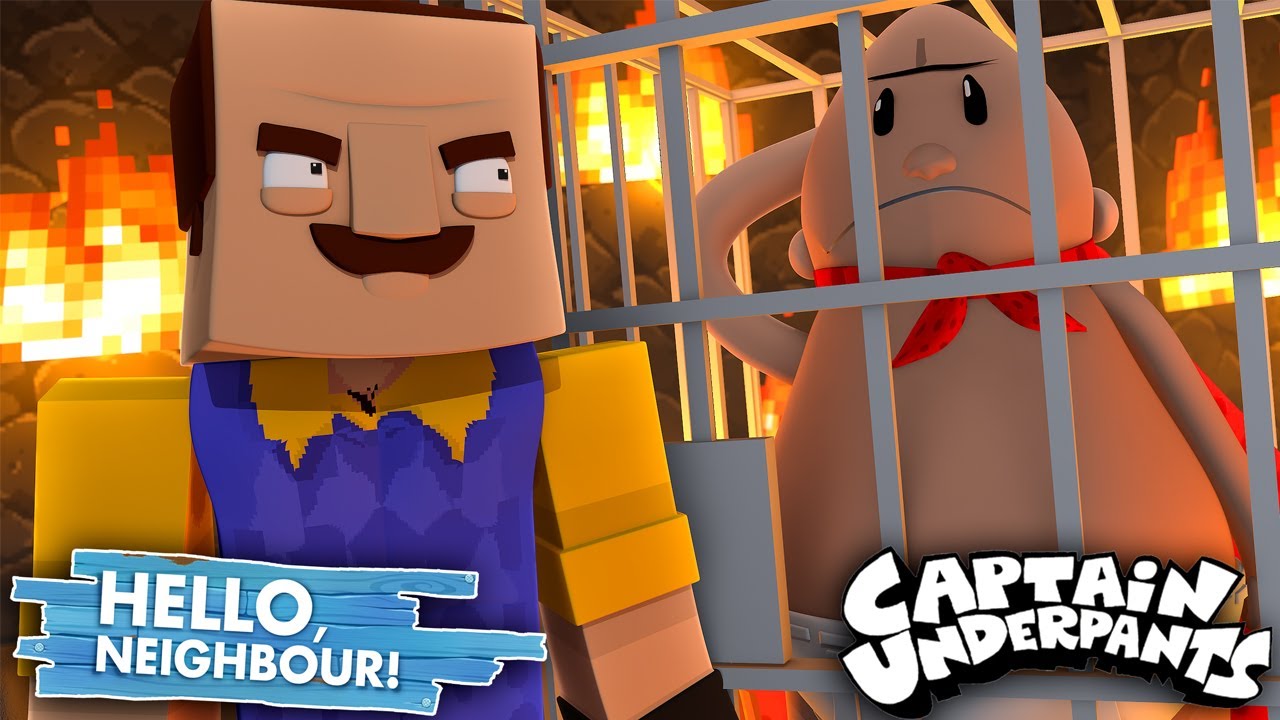 Minecraft Hello Neighbour - THE NEIGHBOUR TAKES CAPTAIN UNDERPANTS!