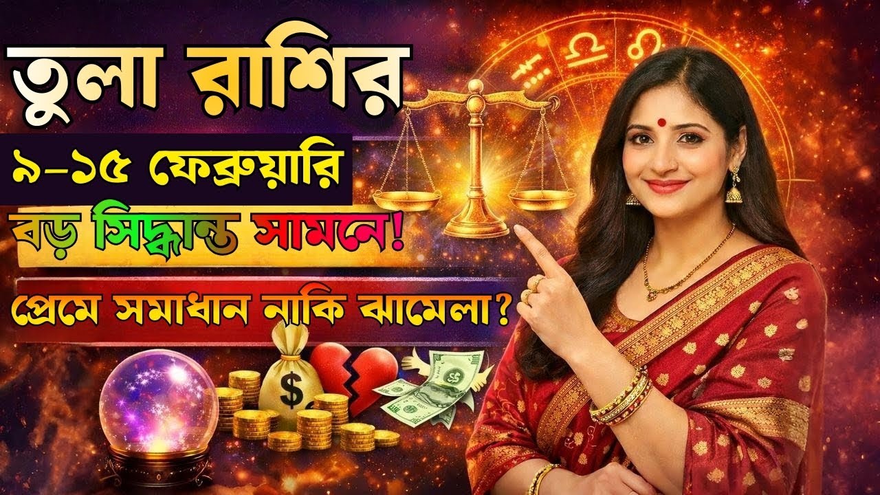 তুলা রাশি ৯–১৫ ফেব্রুয়ারি ২০২৬ 🔮 | সাপ্তাহিক রাশিফল: স্বাস্থ্য, অর্থ, প্রেম ও ক্যারিয়ার