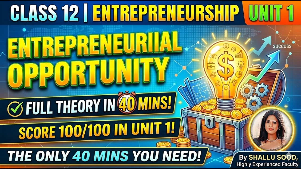 Class 12 Entrepreneurship Chapter 1 | one shot| Entrepreneurial opportunity | Notes in description