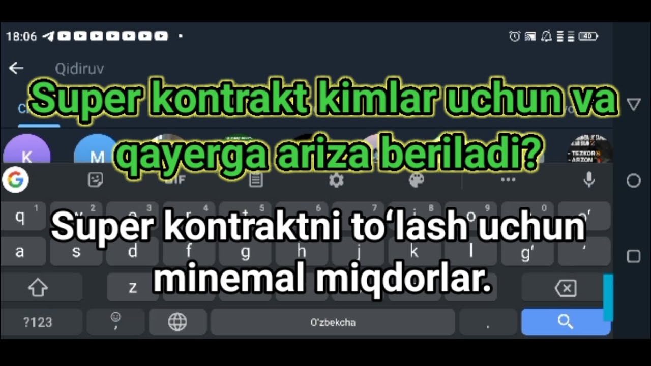 Super kontraktni toʻlash uchun minemal miqdorlar.