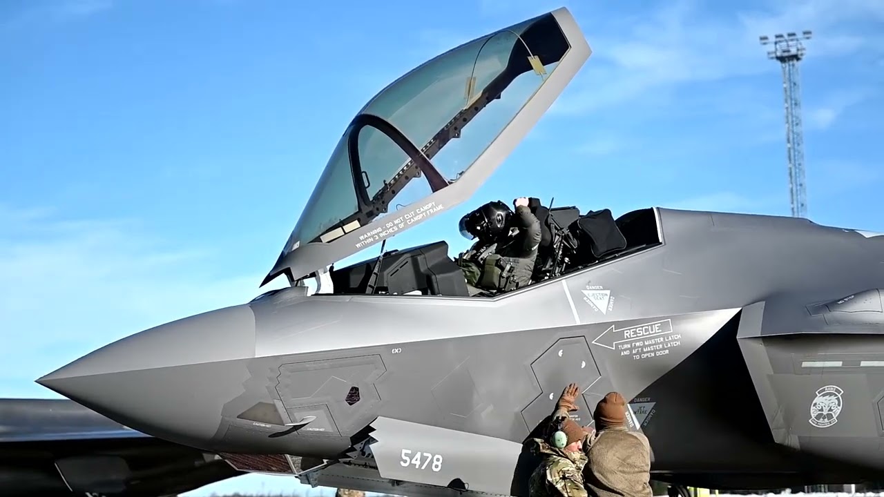 U.S. Air Force F-35s take off from &Auml;mari Air Base, Estonia.