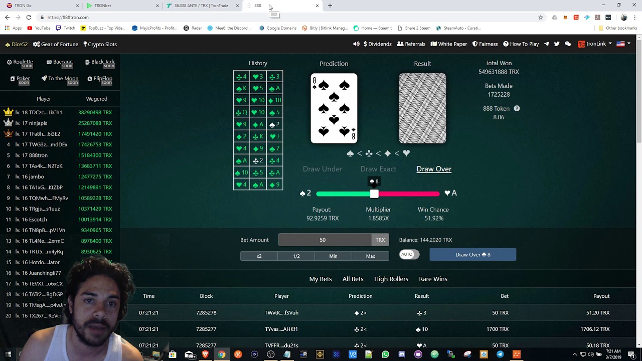 Mine 888TRON! TRONbet Divs Wild!