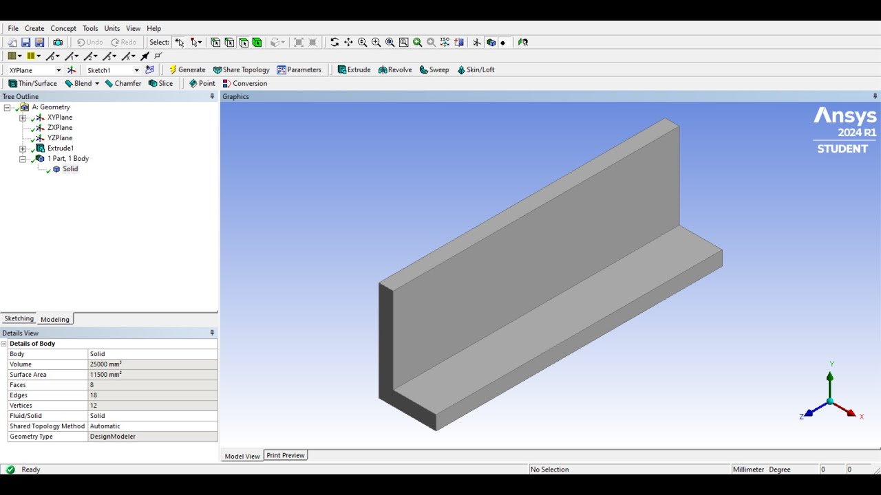 Extrude, Revolve & Sweep Sample Tutorial in ANSYS
